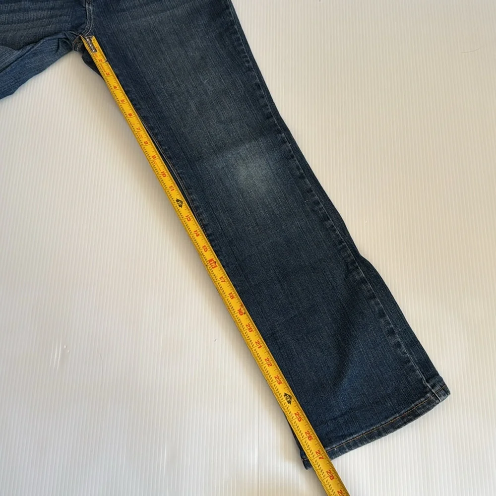 Old Navy bootcut blue jeans.  Girls size 12 plus